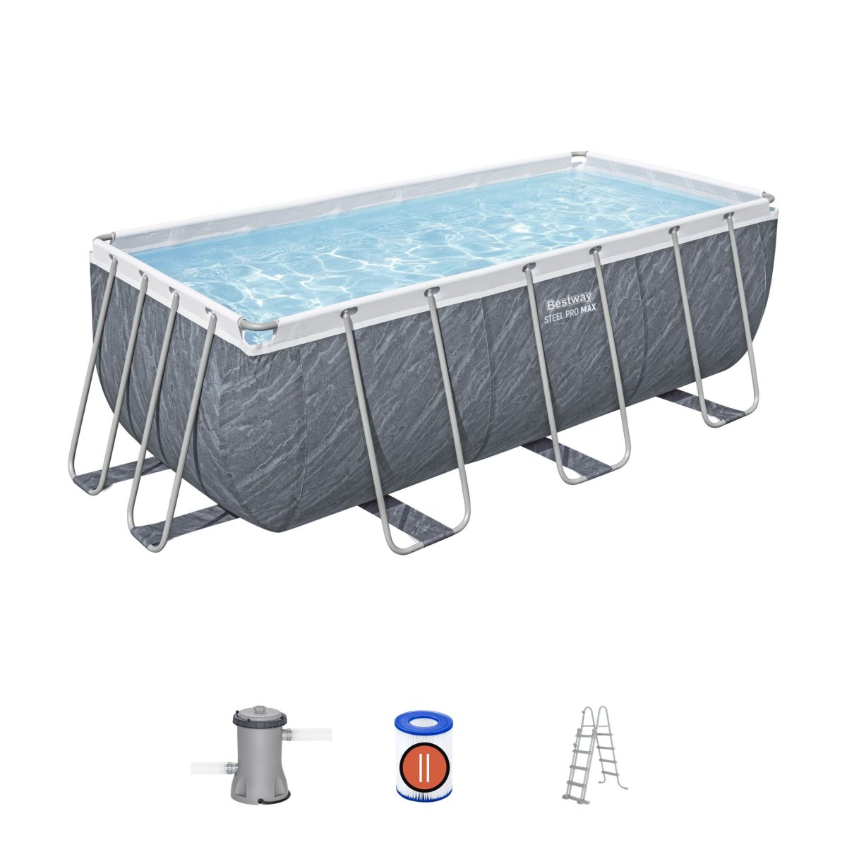 Piscina elevada 4,12 x 2,01 x 1,22m com efeito pedra Bestway Power Steel