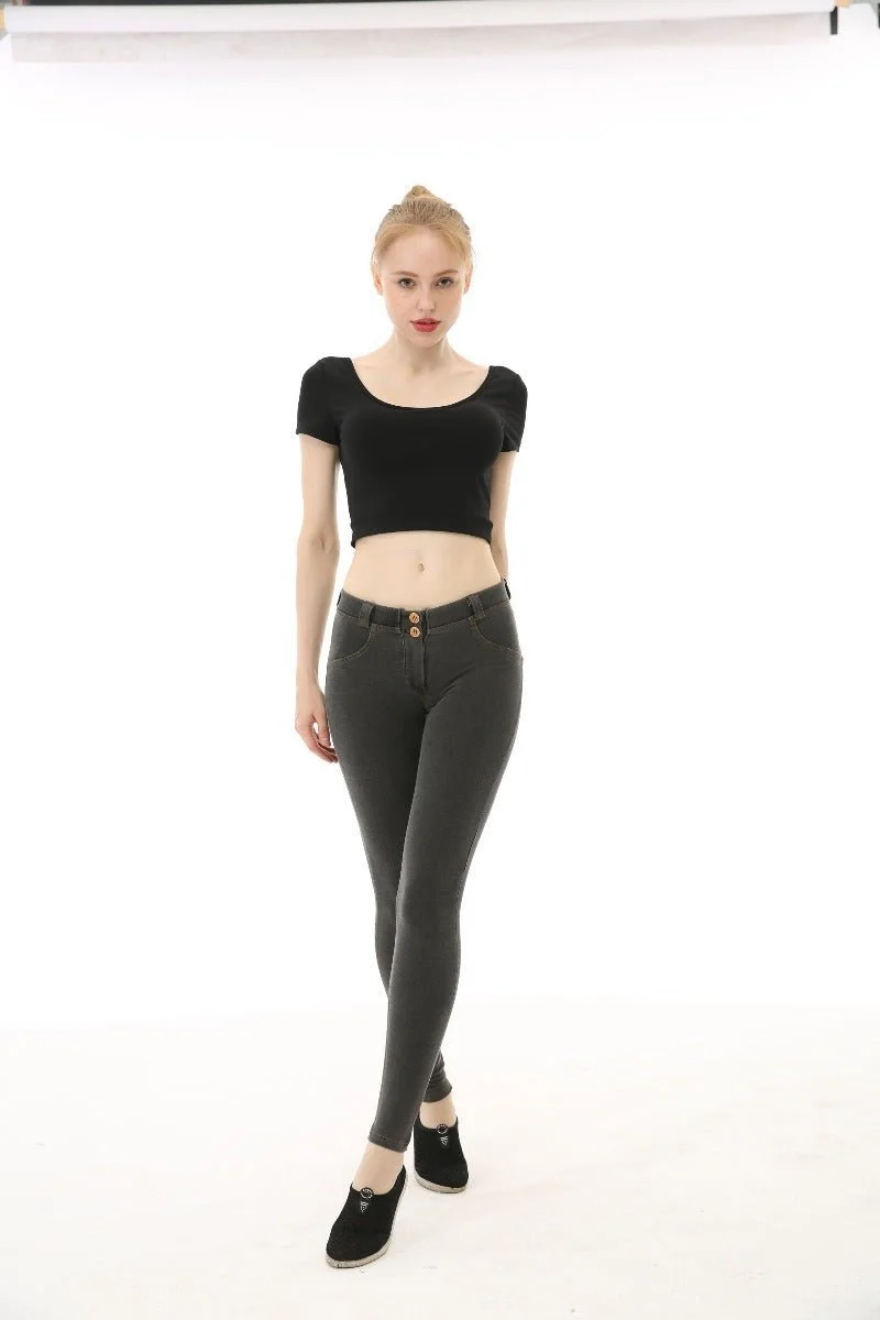 Low Rise Fake Jean Leggings - Image 9