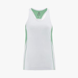 Camiseta Salomon Start Impact Tank FEM BRANCO/VERDE